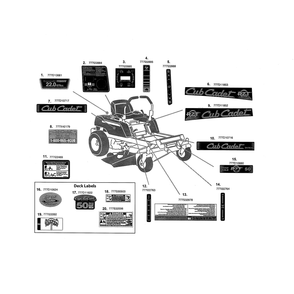 Decals 2 Diagram and Parts List for 893999  Cub Cadet Lawn Tractor